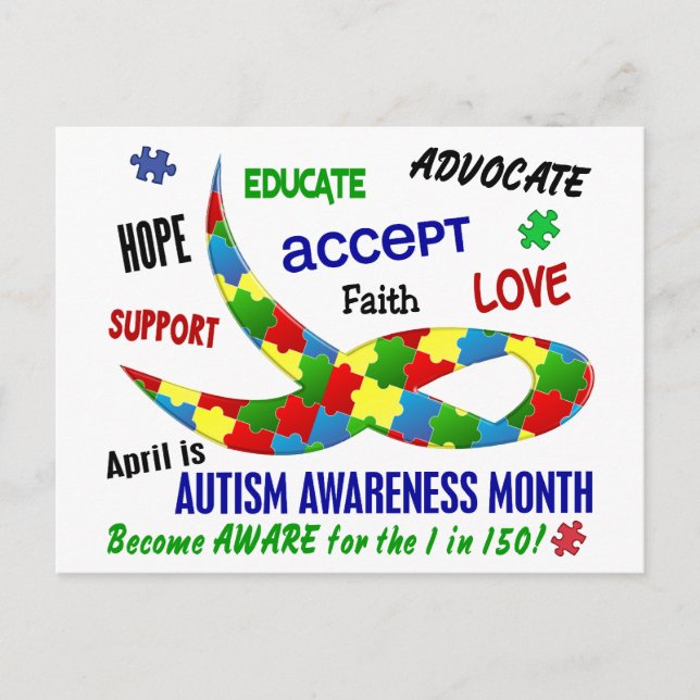 AUTISM AWARENESS MONAT APRIL POSTKARTE (Vorderseite)