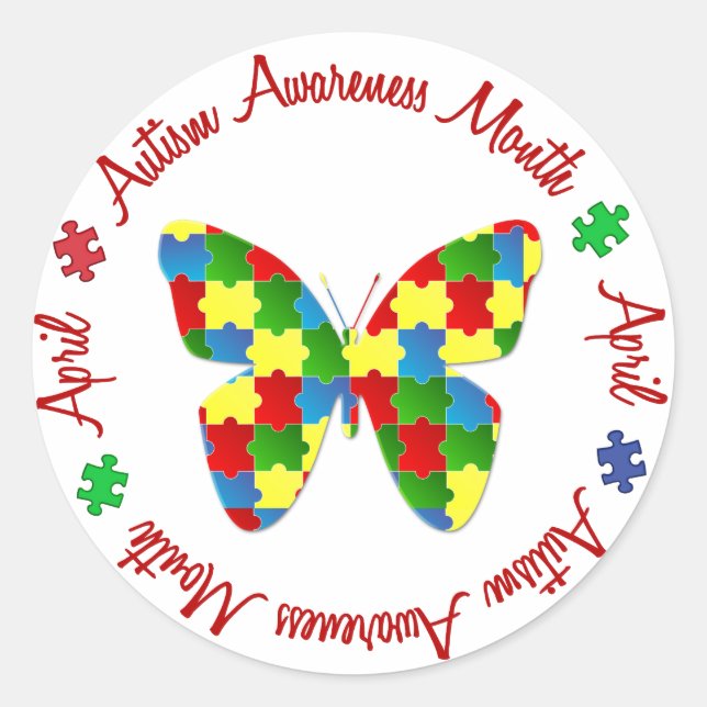 AUTISM AWARENESS MONAT APRIL RUNDER AUFKLEBER (Vorderseite)