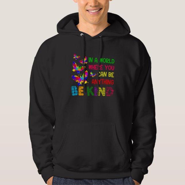 Autism Awareness Month Be Kind Butterflies Mom Boy Hoodie (Vorderseite)