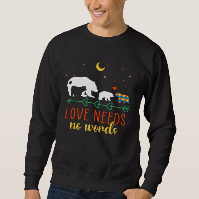 Autism Awareness Month Love Need No Words Puzzle B Sweatshirt (Vorderseite)