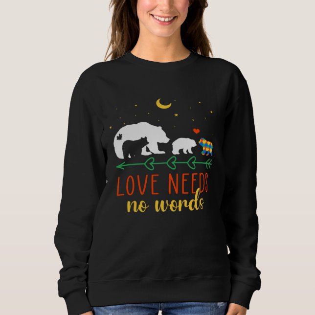 Autism Awareness Month Love Need No Words Puzzle B Sweatshirt (Vorderseite)