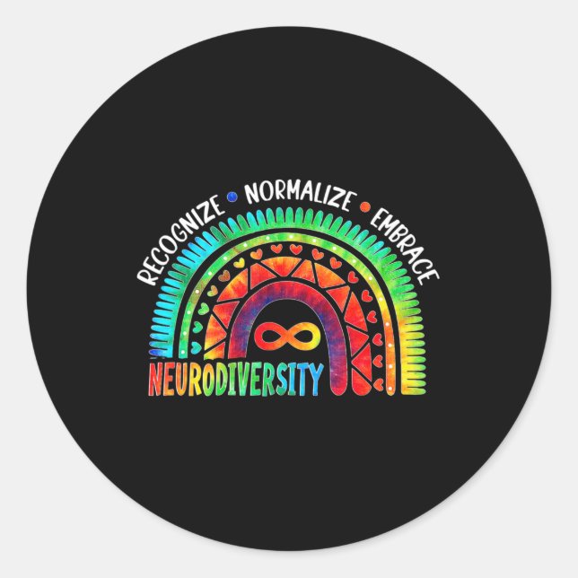 Autism Awareness Month Neurodiversity Rainbow Tie  Runder Aufkleber (Vorderseite)