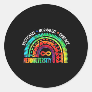 Autism Awareness Month Neurodiversity Rainbow Tie Runder Aufkleber