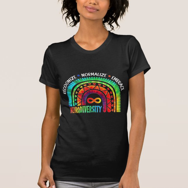 Autism Awareness Month Neurodiversity Rainbow Tie  T-Shirt (Vorderseite)