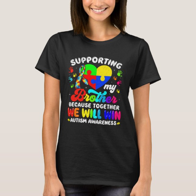 Autism Awareness Month Supporting My Brother Puzzl T-Shirt (Vorderseite)