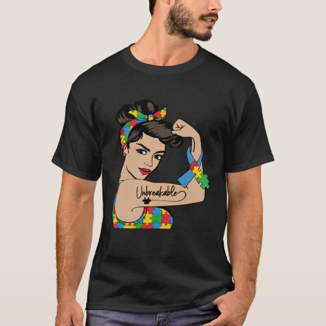 Autism Awareness Mother Mom Unbreakable Strong Wom T-Shirt (Vorderseite)
