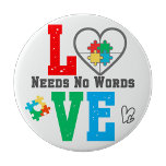 Autism Awareness pin Love needs no words  Button<br><div class="desc">Celebrate neurodiversity and self-expression with the "Autism Awareness pin Love needs no words" pin. Designed to promote understanding and inclusion, this pin helps communicate identity and needs with clarity and pride. Perfect for everyday wear, events, or advocacy, it serves as a meaningful accessory for autistic individuals, caregivers, and allies who...</div>