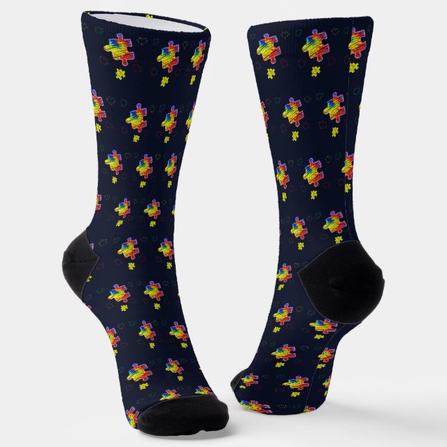 Autism Awareness Purple Yellow Puzzles Socken (Gewinkelt)
