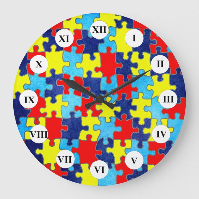 Autism Awareness-Puzzle by Shirley Taylor Große Wanduhr (Vorderseite)