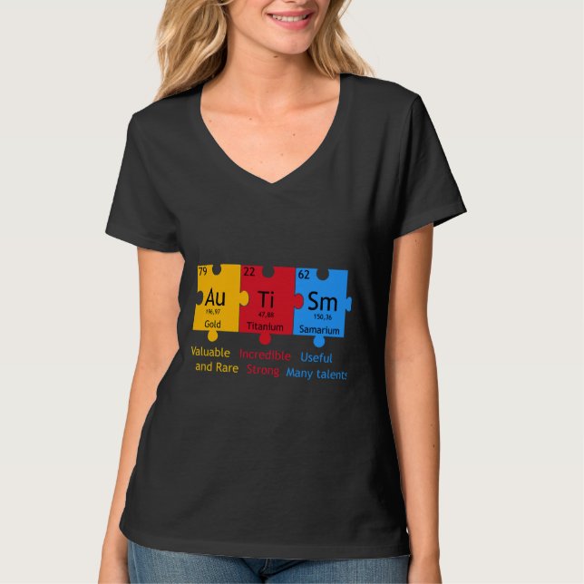Autism Awareness Puzzle Chemical Element T-Shirt (Vorderseite)