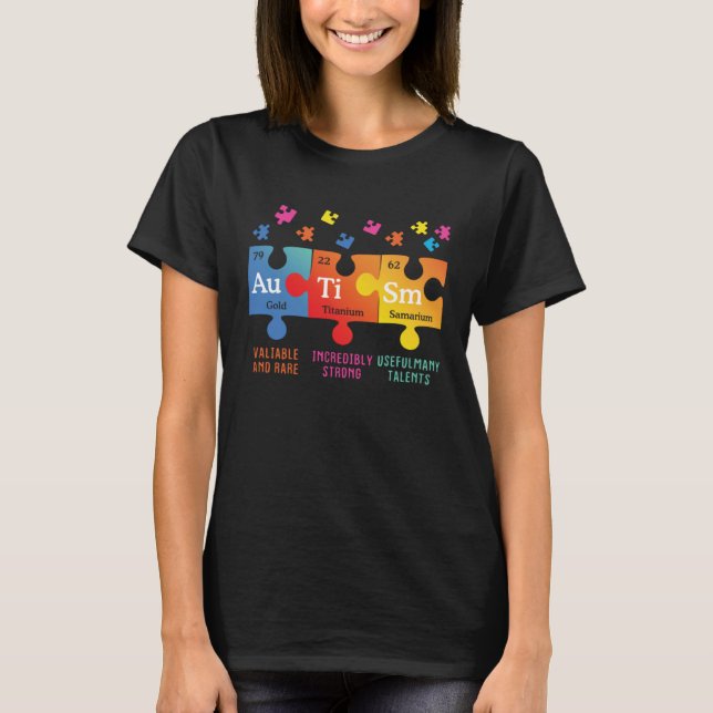 Autism Awareness Puzzle Chemical Elements T-Shirt (Vorderseite)