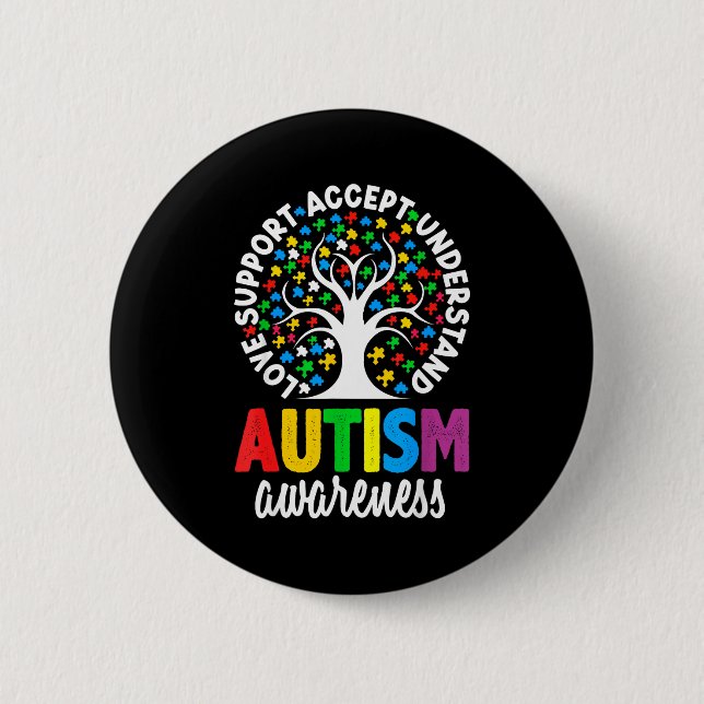 Autism Awareness Puzzle Heart Suprt Men Women  Button (Vorderseite)