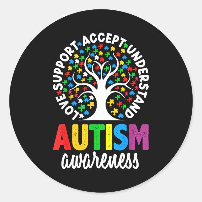 Autism Awareness Puzzle Heart Suprt Men Women  Runder Aufkleber (Vorderseite)