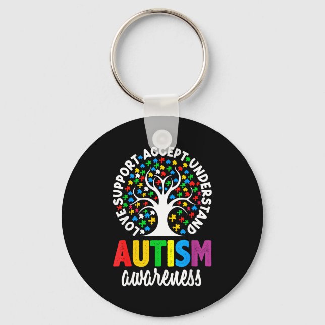 Autism Awareness Puzzle Heart Suprt Men Women  Schlüsselanhänger (Vorderseite)