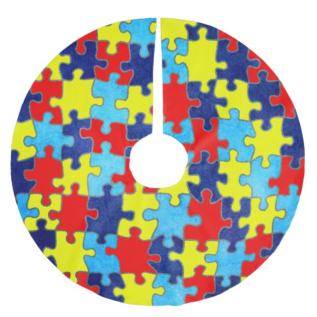 Autism Awareness-Puzzle von Shirley Taylor Polyester Weihnachtsbaumdecke (Vorderseite)