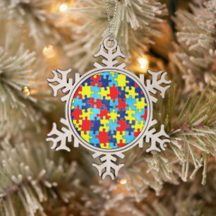 Autism Awareness-Puzzle von Shirley Taylor Schneeflocken Zinn-Ornament