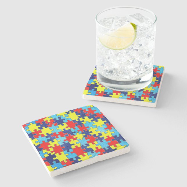 Autism Awareness-Puzzle von Shirley Taylor Steinuntersetzer (Seitenansicht)