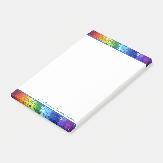 Autism Awareness Rainbow Puzzle Design Post-it Klebezettel (angewinkelt)
