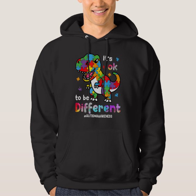 Autism Awareness Rex It s Ok To Be Different Puzzl Hoodie (Vorderseite)