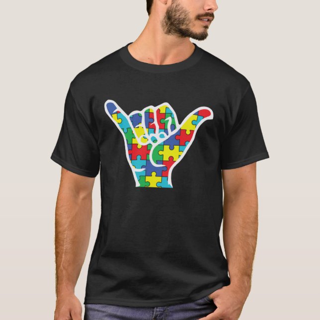 Autism Awareness Shaka Hand Hang Loose Support Aut T-Shirt (Vorderseite)