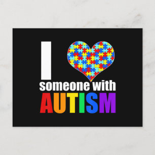 Autism Awareness Shirt Autism Mom I Love Someone w Postkarte