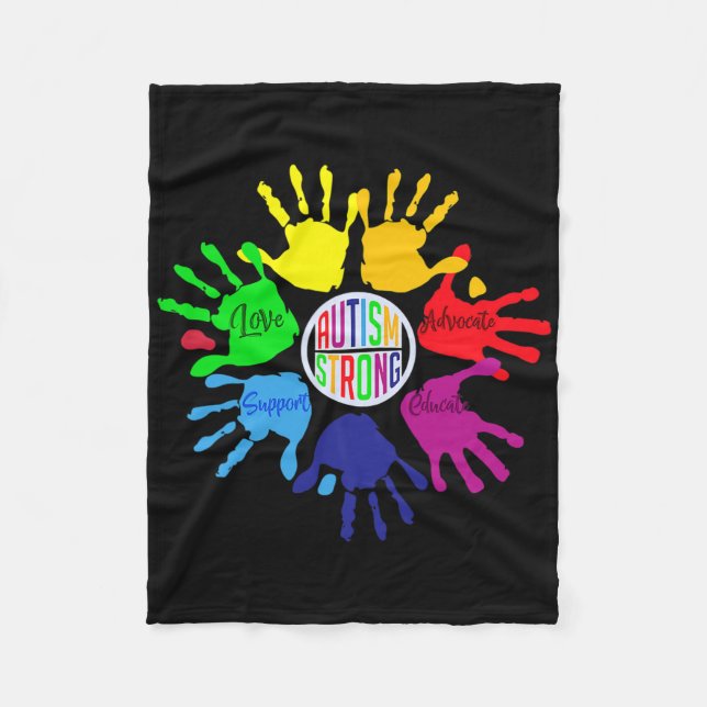 Autism Awareness Sign Language Hand Puzzle Support Fleecedecke (Vorderseite)