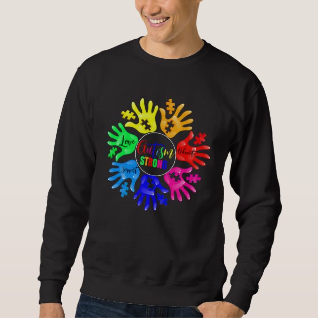 Autism Awareness Sign Language Hand Puzzle Support Sweatshirt (Vorderseite)
