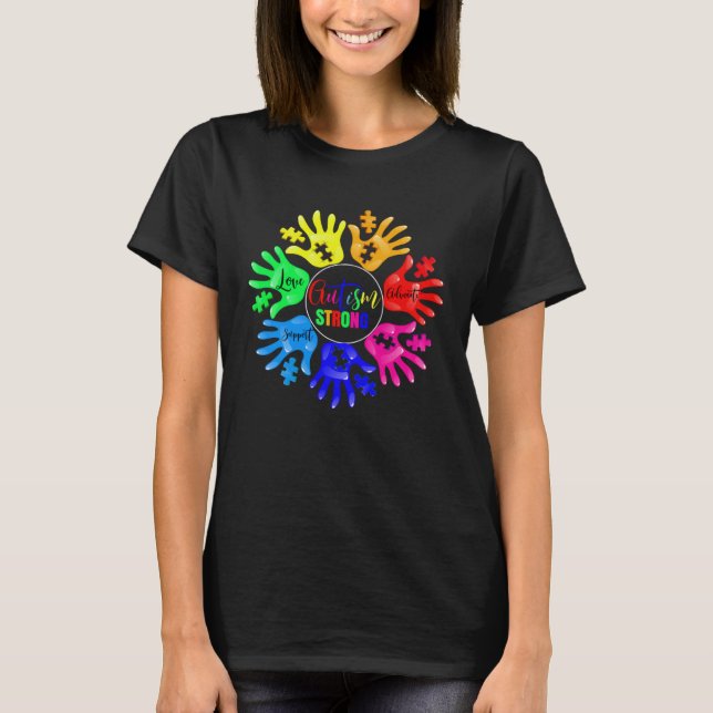 Autism Awareness Sign Language Hand Puzzle Support T-Shirt (Vorderseite)