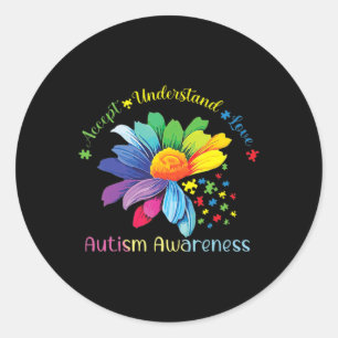 Autism Awareness Sunflower Accept Understand Love Runder Aufkleber