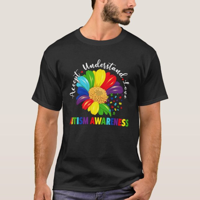 Autism Awareness Sunflower Accept Understand Love  T-Shirt (Vorderseite)