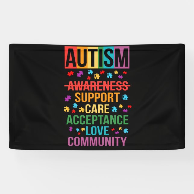 Autism Awareness Support Care Acceptance Love Banner (Horizontal)