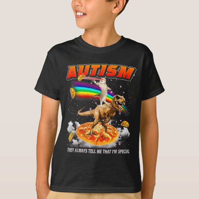 Autism Awareness T-rex Cat Meme Neurodiversity Pri T-Shirt (Vorderseite)