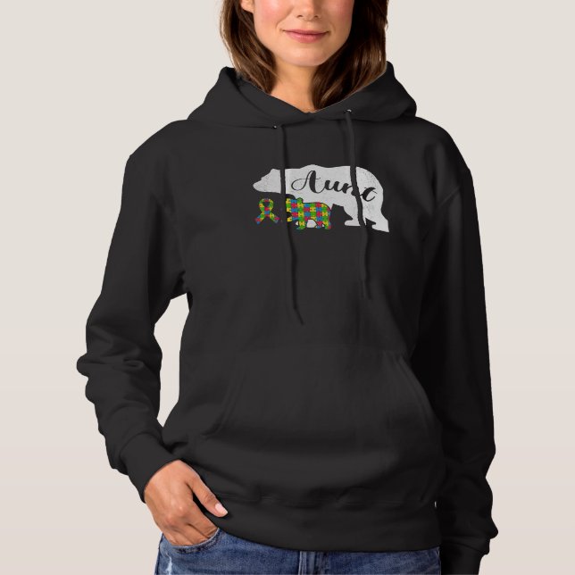 Autism Bear Aunt  Women's Autism Awareness Aunties Hoodie (Vorderseite)