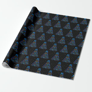 Autism Blue Christmas Tree Geschenkpapier