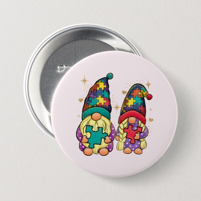 Autism Couple Gnome Button (Vorne & Hinten)