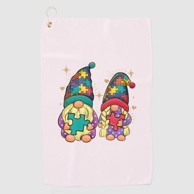 Autism Couple Gnome Golfhandtuch (Vorderseite)
