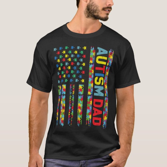 Autism Dad Puzzle US Flag Child Awareness Choose K T-Shirt (Vorderseite)