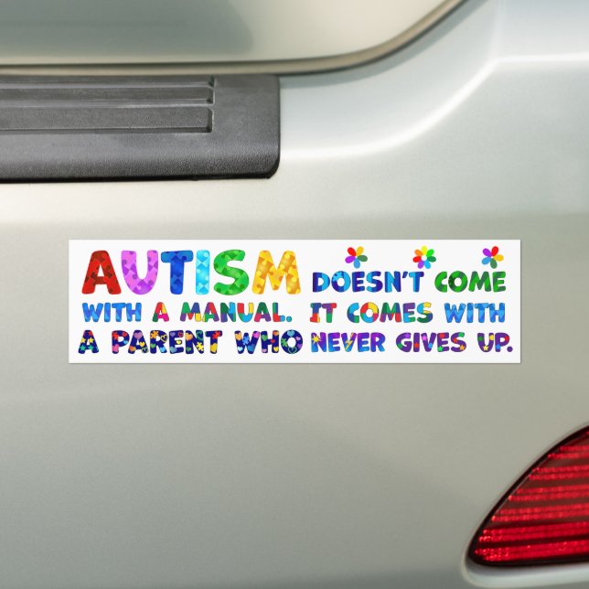 AUTISM Eltern geben nie auf Autoaufkleber (Auf Auto)