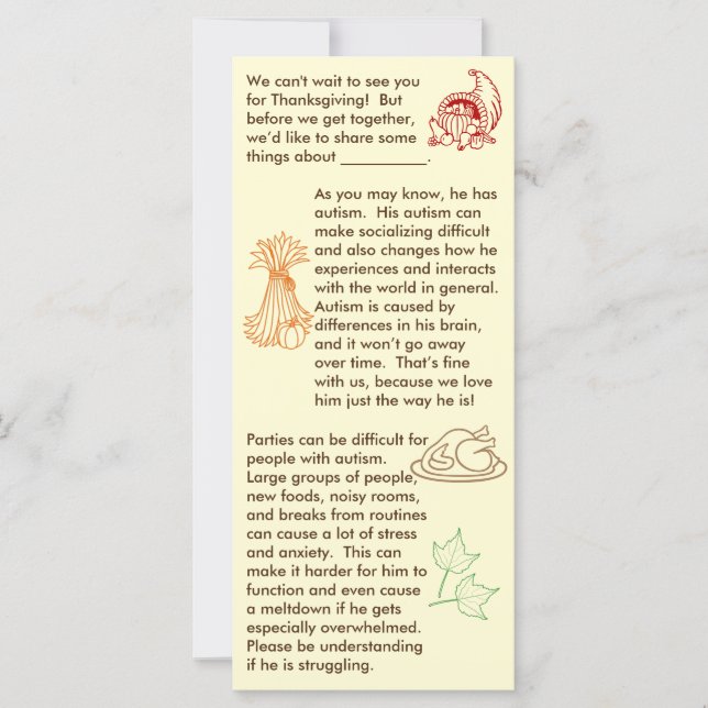 Autism Erntedank Boy (Vorderseite)