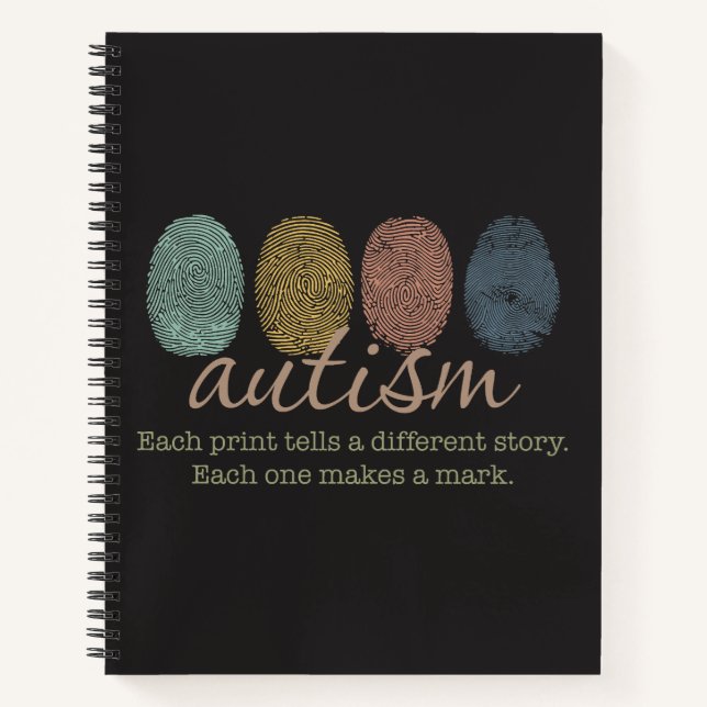 Autism Fingerprint/Quote Spiral Notebook Notizbuch (Vorderseite)