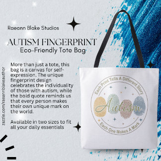 Autism Fingerprint/Quote Tote Bag Tasche