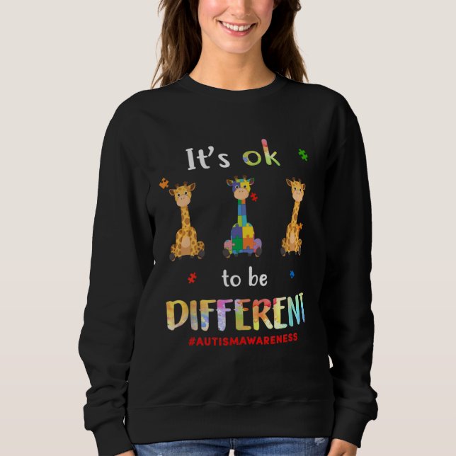 Autism Giraffe Ok To Be Different Awareness Men Bo Sweatshirt (Vorderseite)