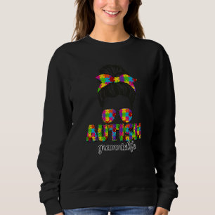Autism Grammie Messy Bun Puzzle Sonnenbrille Mothe Sweatshirt