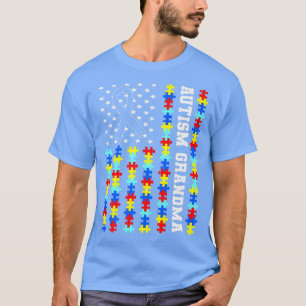 Autism Grandma Puzzle USA Flag Autismus Sensibilis T-Shirt