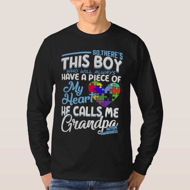 Autism Grandpa Boy Puzzle Pieces Autism Awereness T-Shirt (Vorderseite)