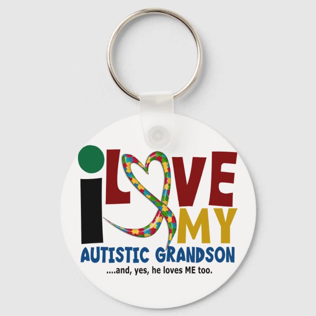 AUTISM I Liebe Mein Autistischer Enkel 2 Schlüsselanhänger (Vorderseite)