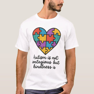 Autism Kindness Heart Puzzle Piece Design T-Shirt