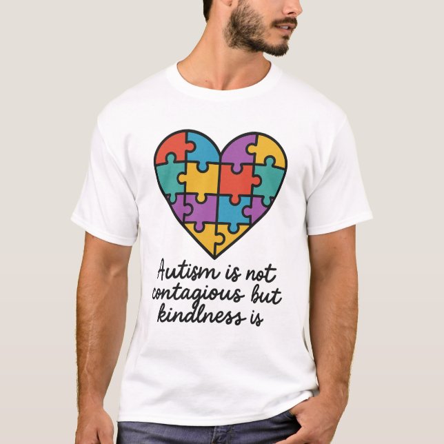 Autism Kindness Heart Puzzle Piece Design T-Shirt (Vorderseite)
