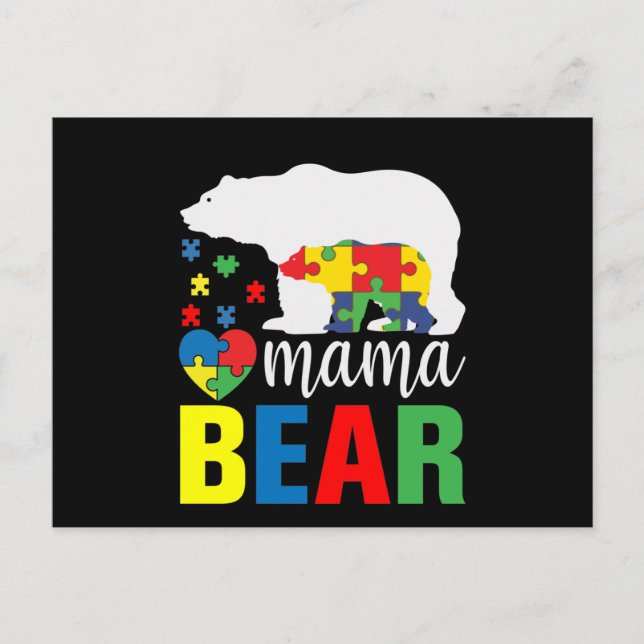 Autism Mama Bear Einladungspostkarte (Vorderseite)