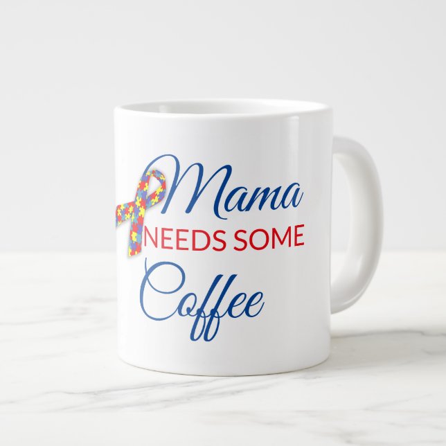 Autism Mama - Jumbo-Tasse (Vorderseite Rechts)